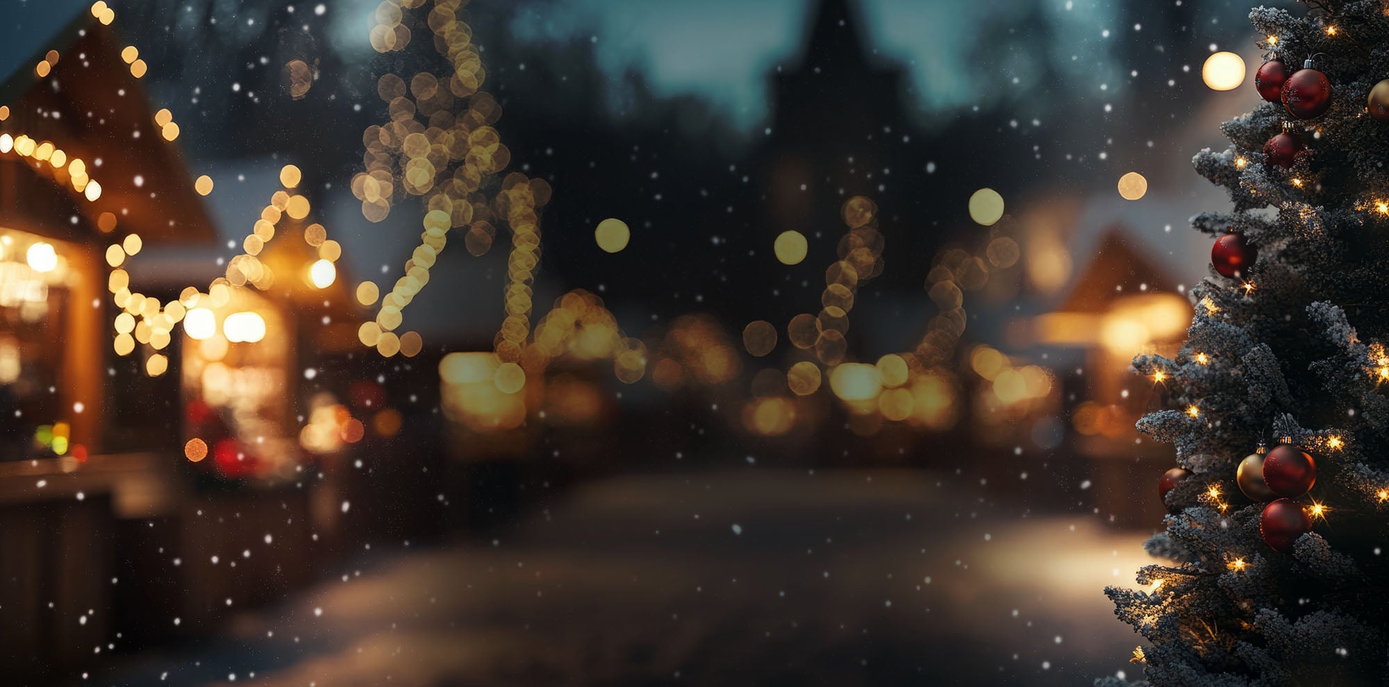 Festive UK Christmas hotel break with Christmas lights and winter decorations