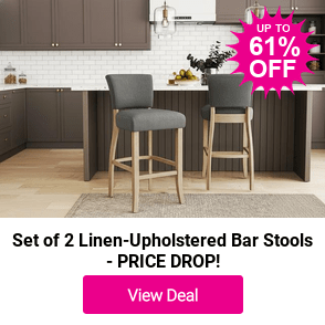 £120 instead of £277.80 for Linen Upholstered Bar Stools with Rubberwood Legs, Set of 2 from Living & Home - save 57%