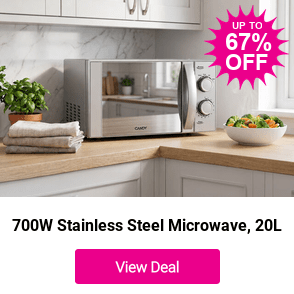 £32.99 instead of £114 for a 700W Stainless Steel Microwave, 20L from Living & Home - save 67%