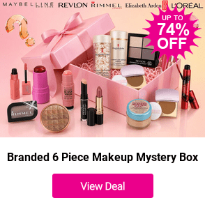 £19.99 instead of £75.51 for a 6 Piece Branded Makeup Mystery Box from Price Outlet – save 74%. Guaranteed full-sized Elizabeth Arden product plus a curated mix of Rimmel, Revlon & More!