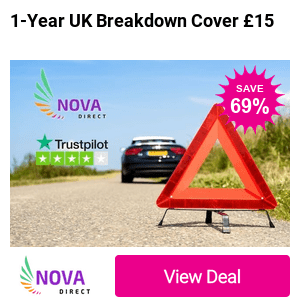 One-year breakdown cover with £50 excess or one year cover with no excess from Nova Direct - save up to 69%