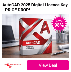 £44 instead of £2080 for an AutoCAD 2025 digital licence key for Windows PC from Soft Key Cart - save 98%