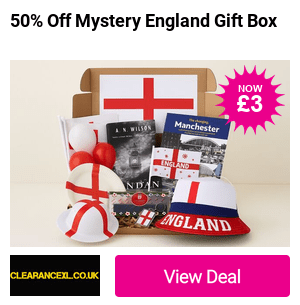 50% Off a mystery England fan box featuring 12 branded items – Save big with Clearance XL!