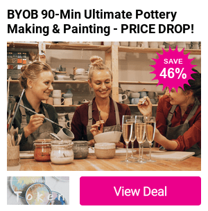 Save up to 49% on a 90-minute BYOB Ultimate Pottery Making & Painting Experience at Token Studio’s. Hands on Pottery workshop for 1 or 2 people in London Bridge!