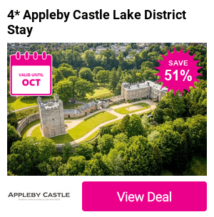 Appleby Castle, Lake District escape for two with breakfast, £20pp dining credit and access to stunning historic grounds - save up to 51%