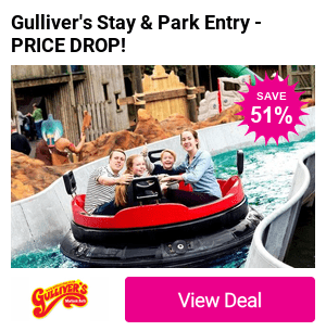 An overnight stay at Gulliver’s World, Warrington with accommodation and theme park entry for up to four or six people - save up to 51%!