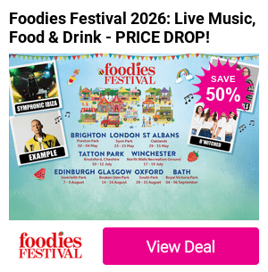 Save 56% and Experience the UK's leading celebration of Food, Drink, and Live Music with a full-day entry ticket at Foodies Festival 2026 – Headline acts including, Example, Boyzlife, B*Witched, Scouting for Girls & More - 6 UK-Wide Locations