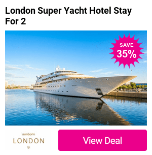 Overnight Luxury stay for two on The 4* Sunborn Yacht Hotel, London with Breakfast included & Dinner upgrade! Experience a Unique break at this one of a kind hotel in the heart of London and save up to 41%! 