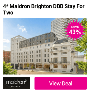 Stay for two at Maldron Hotel Brighton’s city centre location with breakfast, welcome drinks and optinal dinner upgrade – choose either a Deluxe Double or Executive King room and enjoy a modern Brighton hotel escape and save up to 62% 