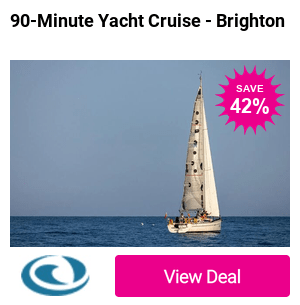 Save 42% on a 90-minute guided Brighton yacht cruise with complimentary drinks, scenic views of Palace Pier and the i360, plus the chance to spot seabirds, dolphins and coastal wildlife.