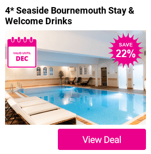 Indulgent Bournemouth overnight escape for 2 at 4* Queens Hotel & Spa with breakfast and welcome drink voucher per person with upgrades for dinner & a special spa package with a treatment & spa access - Save up to 51%