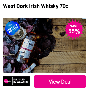 £14 instead of £31.06 for a West Cork Blended Irish Whisky Bourbon Cask 70 Cl