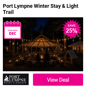 Escape to the enchanting Port Lympne Reserve for an overnight stay in the Elfwood camping pods with admission to Port Lympne Reserve and Howletts Wild Animal Park and access to Port Lympne Illuminated - Save up to 25%