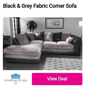 Black Grey Fabric Corner Sofa View Deal 