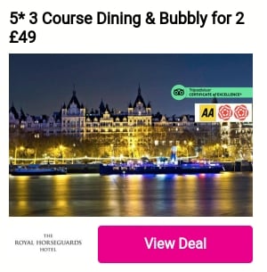5* 3 Course Dining Bubbly for 2 49 