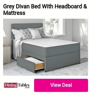 Grey Divan Bed With Headboard Mattress 