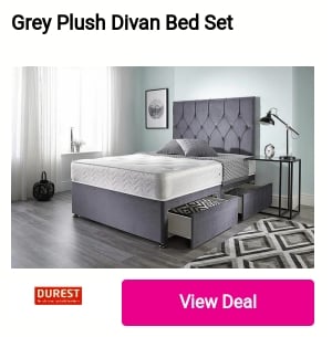 Grey Plush Divan Bed Set 