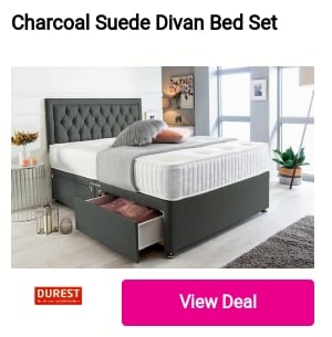 Charcoal Suede Divan Bed Set 