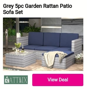 Grey 5pc Garden Rattan Patio Sofa Set 