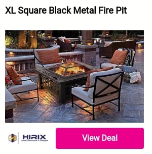 XL Square Black Metal Fire Pit 