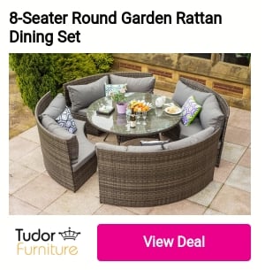 8-Seater Round Garden Rattan Dining Set 