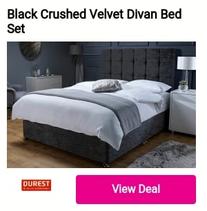 Black Crushed Velvet Divan Bed 
