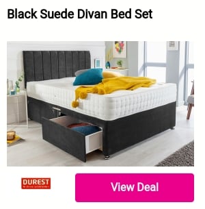 Black Suede Divan Bed Set A 