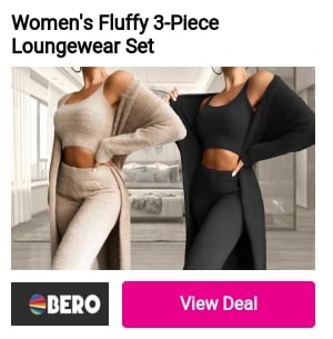 Women's Fluffy 3-Plece Loungewear Set 