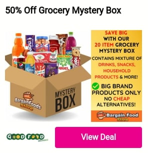 50% Off Voucher-20-item Mystery Box 3 WITH OUR GROCERY MYSTERY BOX CONTAINS MIXTURE OF aore! @ Bic srAND PRODUCTS ONLY No ATERATIVES! g 