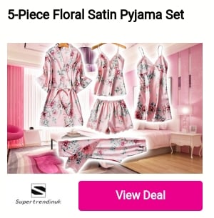 5-Plece Floral Satin Pyjama Set 