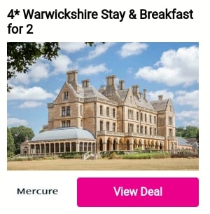 4* Warwickshire Stay Breakfast for2 Mercure AUCUDLE 