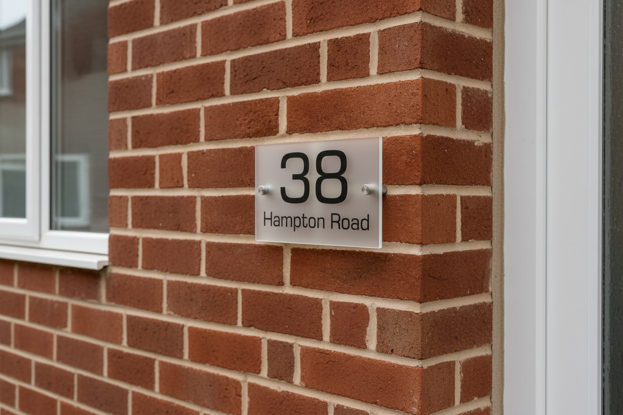 Personalised Frosted Acrylic House Sign – Modern Door Plaque, Durable Weatherproof Wall Art, 200x140mm | Wowcher