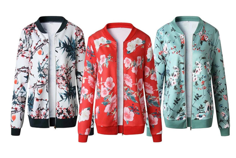 Floral Bomber Jacket – 3 Colours & UK Sizes 8-16!