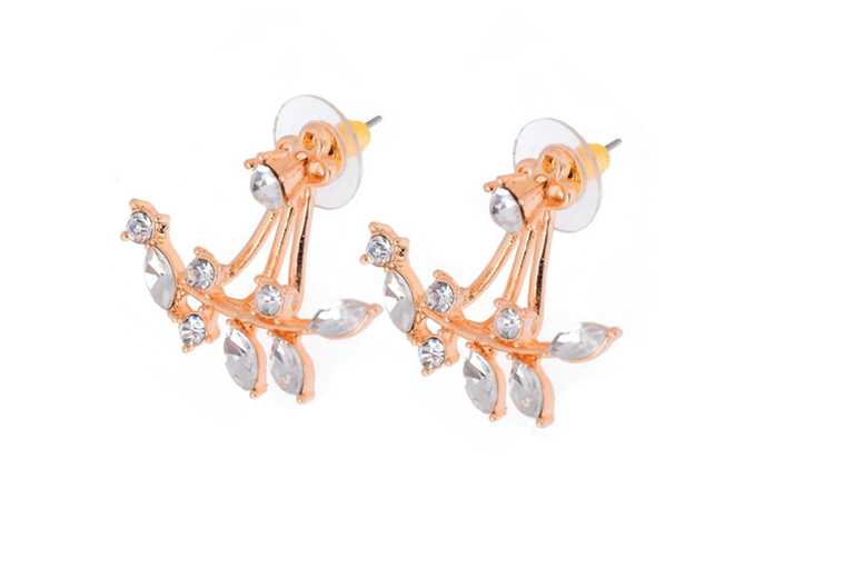 Exquisite Summer Crystal Leaf Double Drop Earrings | Wowcher