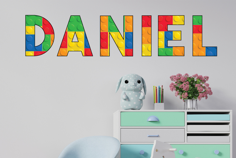 Personalised Matte Vinyl Building Block Wall Art Stickers – Custom Name Decor, 25cm Tall Letters | Wowcher