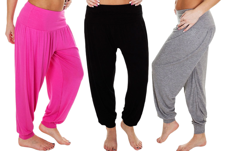 Ladies’ Harem Trousers – 12 Colours & UK Sizes 8-24! Deal Price £7.98