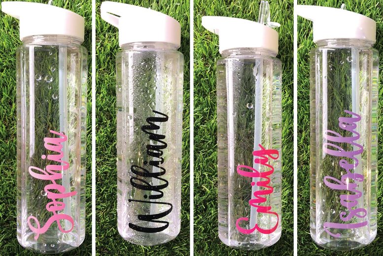 £6.99 instead of £24.99 for a 700ml personalised water bottle with a foldable straw, £14.99 two bottles from Deco Mat