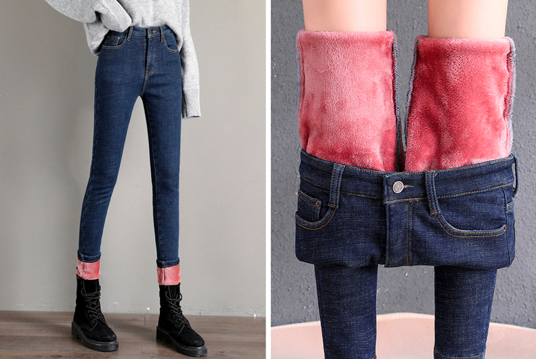 ladies fleece lined jeans uk