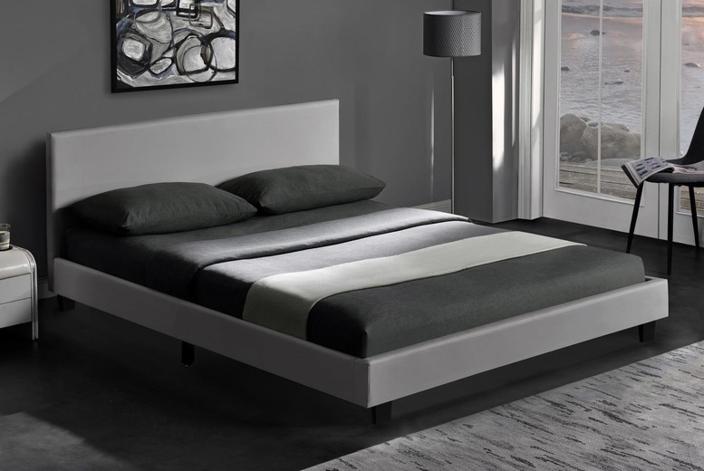 Grey Bed with Memory Sprung Mattress Options - 4 Sizes