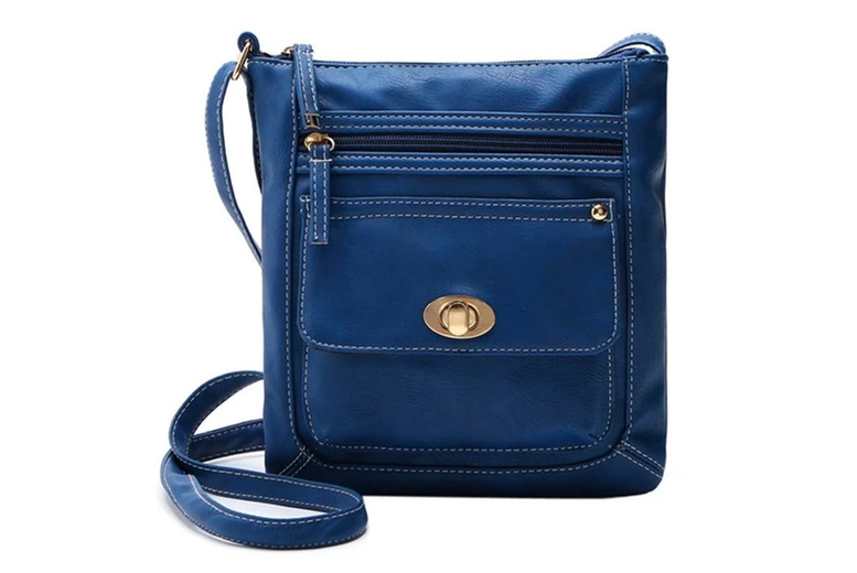 Brown Women’s Vegan Leather Crossbody Purse – Adjustable Strap, Multiple Compartments, Compact Everyday Satchel | Wowcher