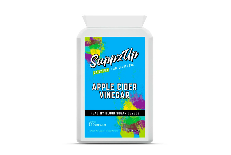 SuppzUp Apple Cider Vinegar 500mg Vegan Capsules – 4-Month Supply – Sports Nutrition – Weight Management | Wowcher