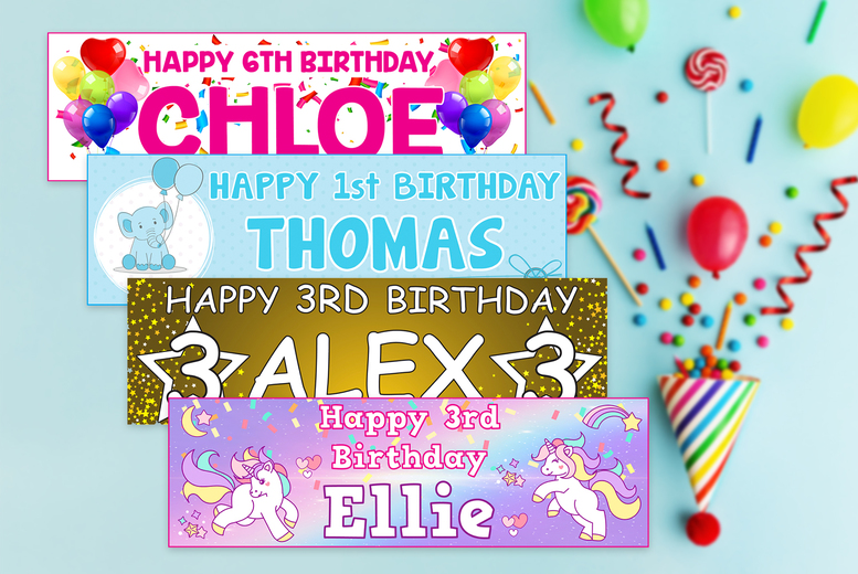 A Giant Personalised Birthday Banner – 23 Designs & 4 Buy Options! Offer Price £ 5.99 | Personalised Gifts