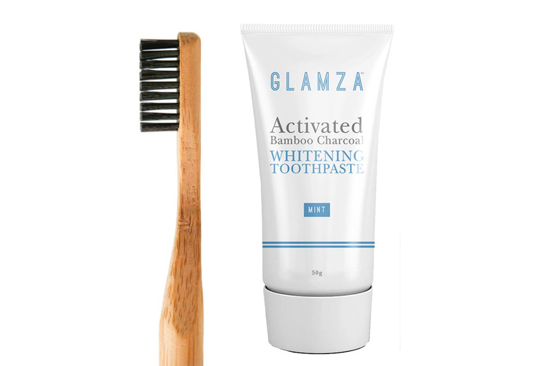 Charcoal Whitening Toothpaste & Eco Bamboo Toothbrush – Manual, Stain Removal, Daily Oral Care Duo | Wowcher