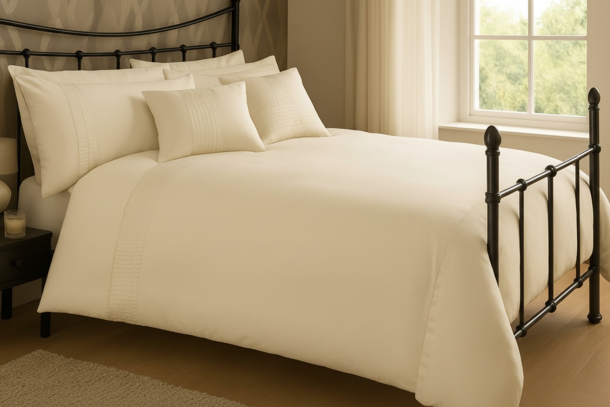 Caprice Luxury Cotton Blend Duvet Cover Set - Machine Washable, Modern Stripe, Double & King Sizes | Wowcher