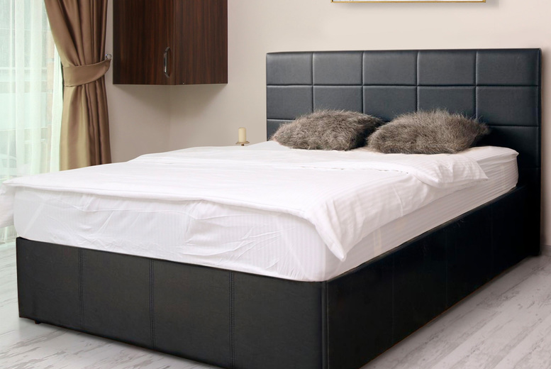 Faux Leather Ottoman Storage Bed Frame - Optional Mattress