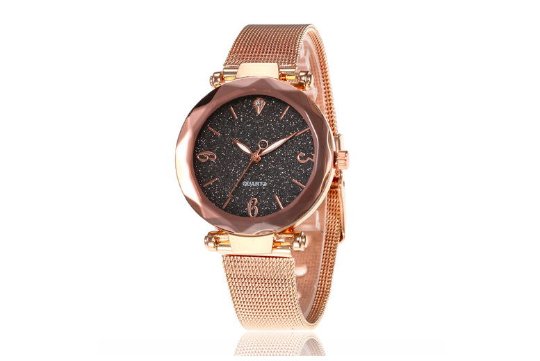 Elegant Rose Gold Mesh Women’s Quartz Watch | Wowcher