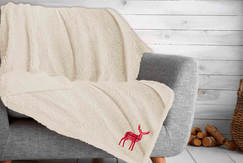 Thick Teddy Fleece Stag Throw Blanket – Ultra-Soft, Machine Washable, 150x200cm, Cosy Home Decor | Wowcher
