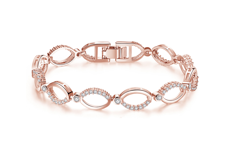 Gamechanger Asso T/A 50 Shade Of Lust Rose Gold Crystal Multi-Link Bracelet - Gift-Ready, 18Cm | Wowcher