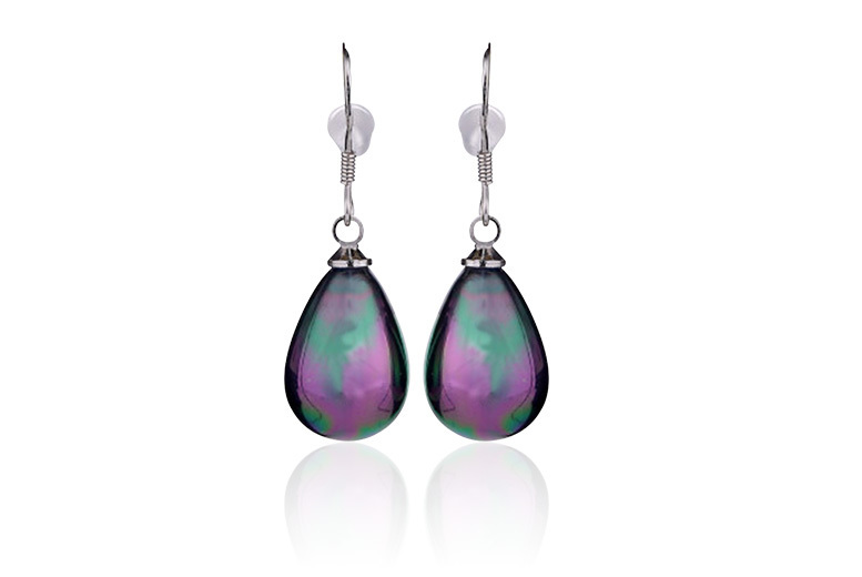 Sterling Silver Pearl Drop Earrings – Black & White Elegance | Wowcher