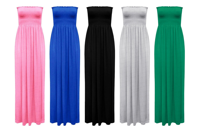 Strapless Bandeau Maxi Dress - UK Sizes 8-24